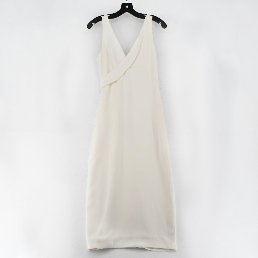 Cushnie Et Ochs Womens White Fringe Sleeveless V-Neck Cocktail Dress Size 4